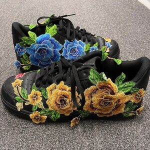 $269 Nike Custom 11 Air Force Once Floral Embroidery Leather Shoes